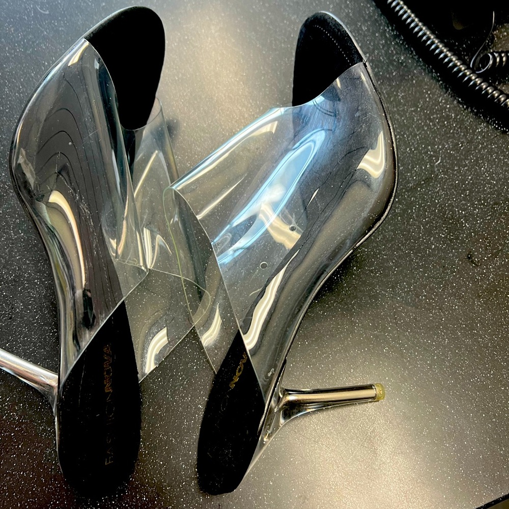 FASHIONOVA clear  heels size 11 PRE-OWNED excellent condition